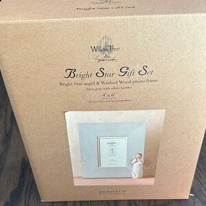 Willow Tree Bright Star Angel with Blue-Gray Frame